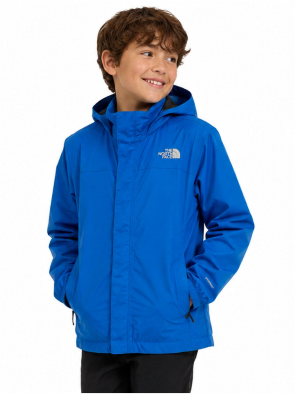 The North Face Boys HyVent Waterproof Hooded Rain Jacket Blue Size L (14/16)